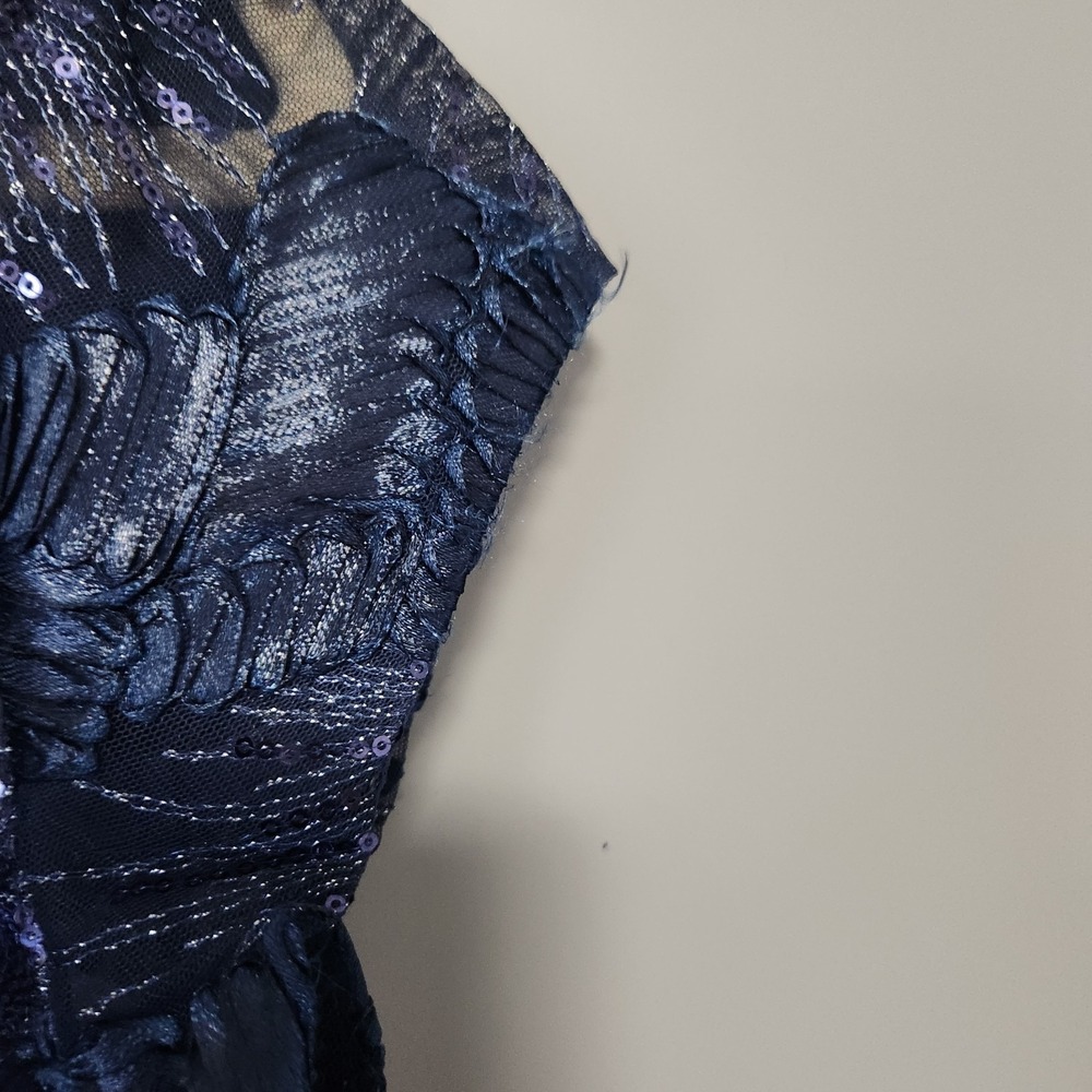 Betsy & Adam Midnight Navy Floral Lace Maxi Dress - Picture 6 of 10